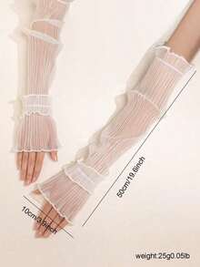 1pair Ruched Arm Sleeves Bow Halloween Accessories Winter Gloves Wedding Valentine's Day Valentines 9FAO - Màu tím - Xem 2