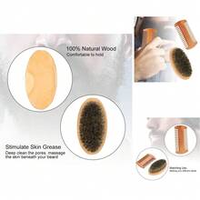 Set de Cepillo y Peine de Barba de Madera para Hombres con Cabello Grueso - Tamaño Pequeño - Multicolor - Ver 2