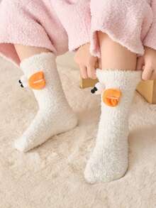 1 Paar Baby Socken, weich, dick, warm, mit lustigen großen Augen, Cartoon-Motiv, süß für Kinder, geeignet für den täglichen Gebrauch im Herbst/Winter