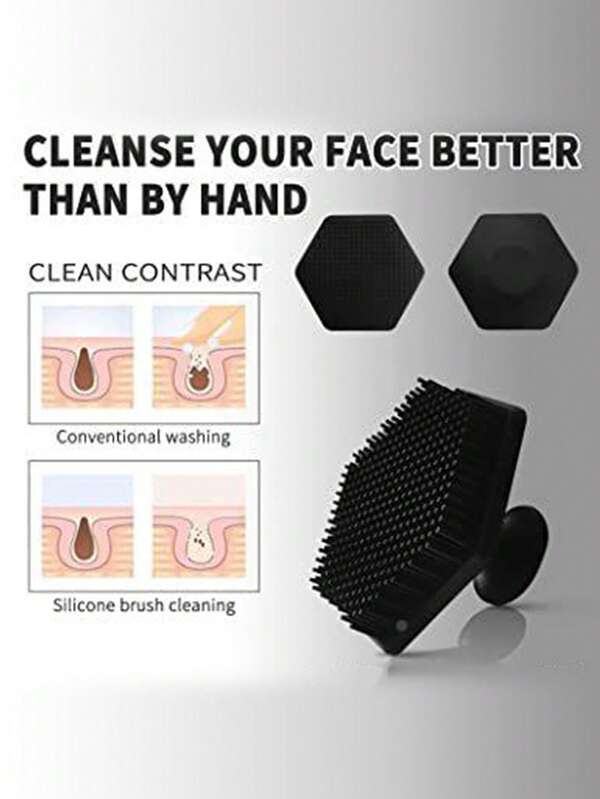 1 pieza/3 piezas Cepillo facial de silicona negro 1 pieza Cepillo facial de silicona gris 1 pieza Cepillo facial de silicona rosa 1 pieza Nuevo cepillo facial de silicona para hombres, cepillo de masaje/barba/baño, adecuado para la limpieza de la barba de los hombres, herramienta de lavado facial