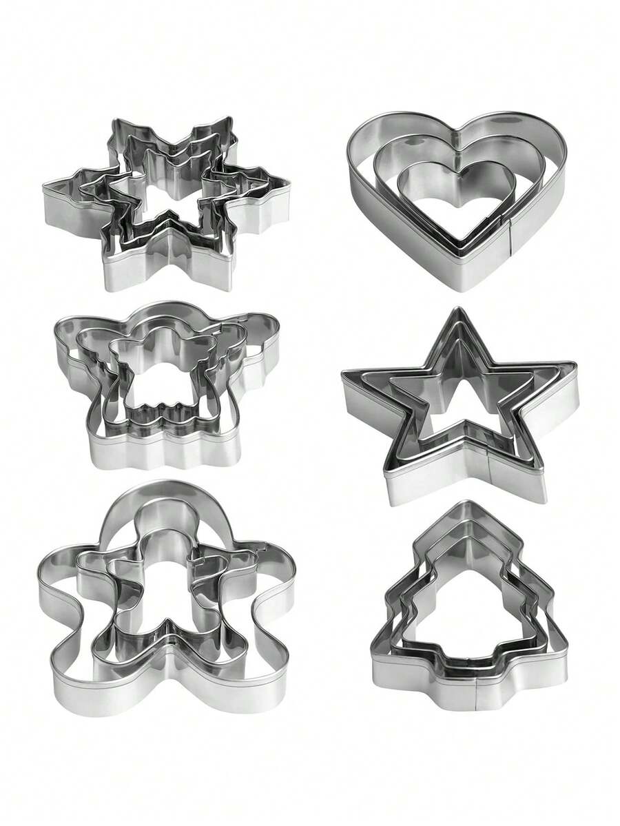 18 Pezzi - Set di Formine Natalizie, 6 Pezzi, Formine in Acciaio Inossidabile a Forma di Albero di Natale, Omino di Pan di Zenzero, Pupazzo di Neve, Fiocco di Neve, Volto di Babbo Natale, Perfette per Decorazioni e Regali Natalizi, Artigianato Festivo, Disegni Intricati, Lavorazione Dettagliata, Forniture per Hobby, Regali Fai-da-Te, Decorazioni Stagionali, Stampi Decorativi, Materiale Durevole, Strumenti per Hobby, Appassionati di Fai-da-Te - Grigio argento - Visualizzare 1