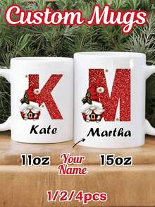 1/2/4 buc, Cană de Crăciun cu nume personalizat, Cană de cafea personalizată, Cană personalizată cu nume + literă, Cadou personalizat de Crăciun de Anul Nou, Cadou de aniversare pentru ea, Căni personalizate, Cadou de Crăciun, Cadou de sărbători, Cadou de ziua de naștere, Cană de Crăciun, Cană de cafea, Cană cu ciocolată caldă, Cană de Crăciun, Cană de cafea drăguță, Cană cu literă, Cadou de Crăciun, Cadou personalizat, Cană cu inițială, Cană de cafea de sărbători