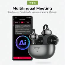 HTC NE55 AI 耳夾式翻譯耳機 - 支援 135 種語言即時翻譯，長效電池續航，高保真音質，適用於運動與旅行場景，商務人士、語言學習者與旅行者的理想選擇 - 黑色 - 查看 4