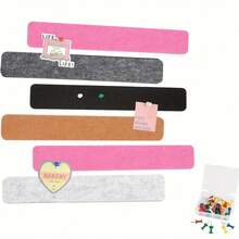 8pcs Cork Board Strips-Felt Nail Board Strips, Suitable For Office And Home Wall Decoration, Notice Board Self-Adhesive, With Thumbtacks, Can Stick Notes, Photos, Schedules