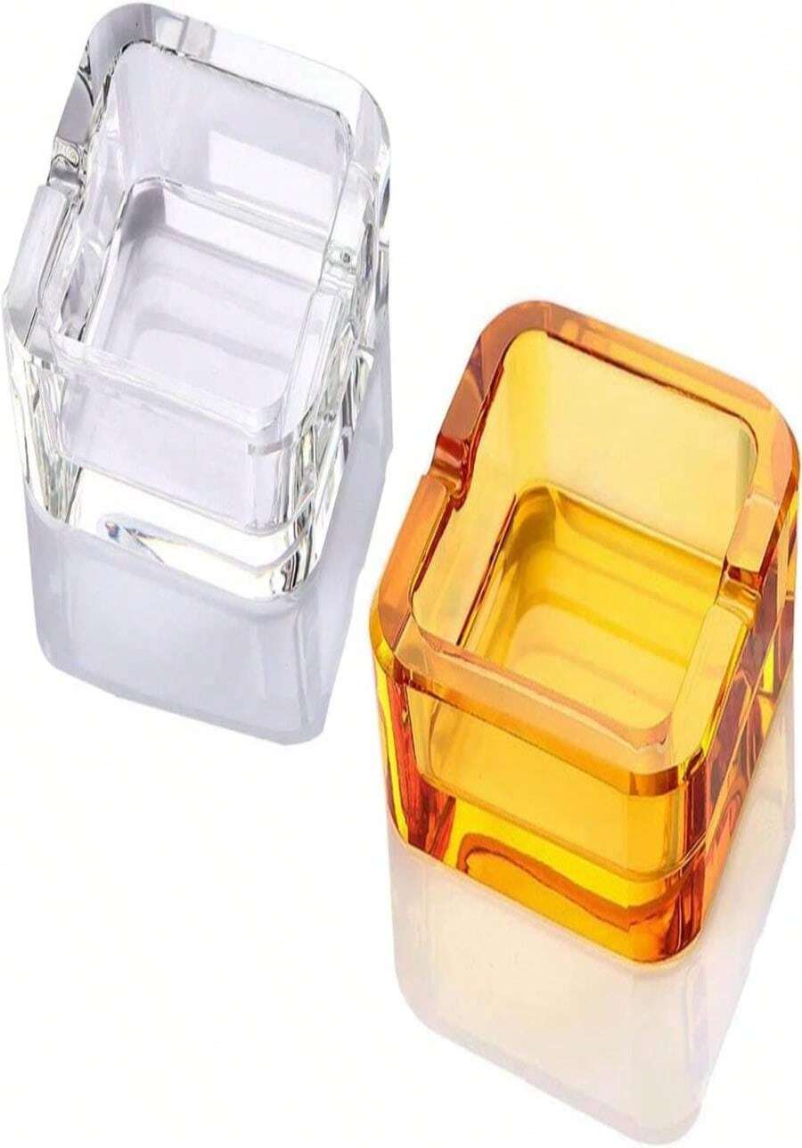 Lxuwbd Ashtray, Crystal Glass Ashtray (Yellow White, Small) - ColorD - View 1