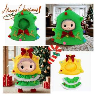 17cm Plush Doll Figurine Christmas Hat Doll Hanging Ornament Wholesale Cartoon Costume Accessory, Creative