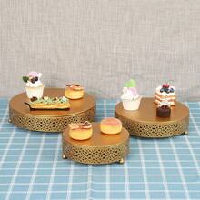 3-Piece Cake Stand Set Round Metal Cake Stands Dessert Display Cupcake Stands, Gold - 金色 - 查看 6