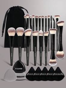 MAANGE 18/21/22/30pcs Professional Makeup Brush Set, Includes Brush Bag, Makeup Sponge, Soft Fiber Material, Portable, Contains Foundation Brush, Eyeshadow Brush, Blending Brush, Eyebrow Brush, Travel Makeup Brush Set, Makeup Brush Set, Makeup Brush Kit, Complete Makeup Brush Set, Makeup Set, Makeup Brush Gift Set,Giveaways,Professional Makeup Brushes,Complete Makeup Set - Black - View 2