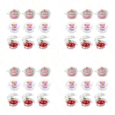 Juego de 50 unidades de plástico individual para magdalenas con tapa soportes de plástico transparente para magdalenas Con Domo Estándar Cupcake Caja Individual Tapa cajas para pasteles