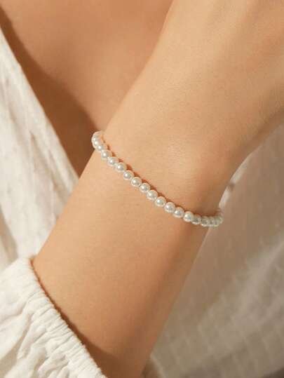 سوار فضة إسترليني عيار 925 مرصع باللؤلؤ، سوار أنيق للسيدات، عصري وشامل، مناسب للارتداء اليومي للنساء، مجوهرات فاخرة (3 مم/4 مم/5 مم)