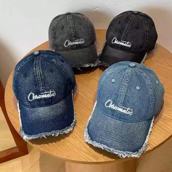 Nueva gorra de camionero de mezclilla lavada y desgastada al estilo vintage, suave, versátil con bordado, estilo streetwear, moda coreana