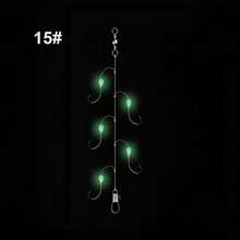 5件套夜光钓组，手工制作，带倒刺鱼钩，适用于海钓和淡水钓鱼 - 彩色 - 查看 13