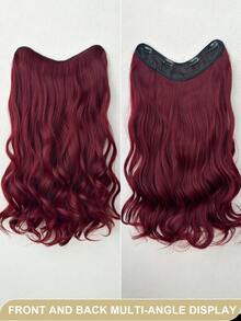 22-Inch V-Shaped Red Water Wave Synthetic Hair Wig, Heat-Resistant Fiber Material, Suitable For Women And Girls To Wear For Parties And Daily Use - Burgundy - View 5
