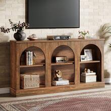 Tribesigns TV Stand For 55/60/65 Inches TV, Farmhouse Entertainment Center With Storage Cabinets, Modern Media Television Console Table For Living Room Bedroom - Dark Brown - 查看 13