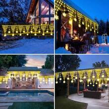 1PC Outdoor Snowflake Triangle Mesh Light String, 100LED, Outdoor Garden Decoration Ambient Light, Icicle Curtain Waterfall Light, Solar Mesh Light LED Starry Atmosphere Light, Outdoor Decoration Icicle Light Star Fish Net Eaves Rainbow Light, Solar Power Supply, 8 Modes, Suitable For Roof, Eaves, Windows, Balconies, Pavilions, Gardens, Party Decoration Lights (500mAh) - Solar - View 11