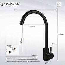 Grifo de Cocina, Grifos para Fregadero de Cocina de Acero Inoxidable de 360, Mezclador de Cocina con 2 Patrones de Rociado, Mezclador de Fregadero de Cocina Extrable para Agua Caliente y Fra - Negro-S2-1 - Ver 7
