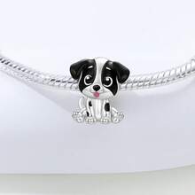1 pieza Colgante de perro lindo plateado con baño de plata para hacer pulseras, collares y joyería DIY, ideal como regalo de cumpleaños para mujeres