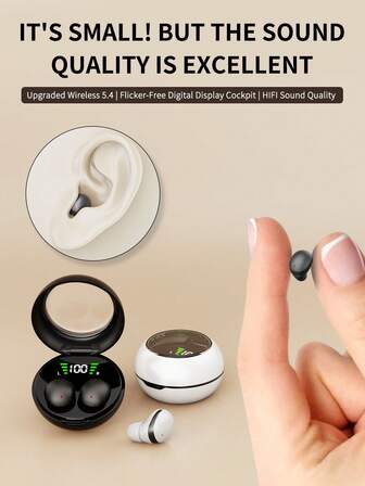 Auricolari senza fili veri mini da 5,4 mm, invisibili, con alta qualità audio, adatti per allenamento, sport, sonno, uso in classe, unisex