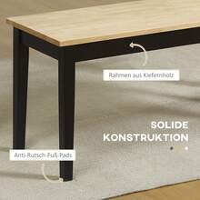 Ława do jadalni z drewna sosnowego, 2-osobowa, do kuchni, salonu, do 220 kg, naturalna, 102x36x45 cm, solidna i elegancka