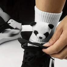 1 par de calcetines unisex 3D de panda - Diseño único de muñeco de panda con patrón personalizado y divertido, calcetines de tripulación novedosos para parejas, idea de regalo divertida y creativa