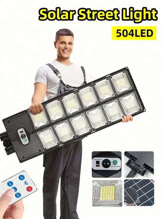 8000W Solar Power Outdoor Street Lights - 6500K Solar Parking Lot Lights Commercial Dusk To Dawn, Double Row 12 Grid 504 Led Courtyard Wall Light,Heavy Duty Split Type LED Solar Street Light Remote Control, Street Lights Solar Powered For Yard/DrivewayHuman Body Sensing Street Light, Super Bright Automatic Sensing Solar Street Light Suitable For Streets, Courtyards, Garage Entrances, Etc.