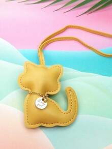 1PC PU Leather Cartoon Cat Keychain – Cute Kawaii Kitten Bag Charm & Keyring, Fashion Animal Pendant Gift, Keychain Accessories Car Pendant Can Be Used For Bag Pendant Pendant. Gift Accessories Decor Present Car Women Key Chain Charms Back To School Supplies