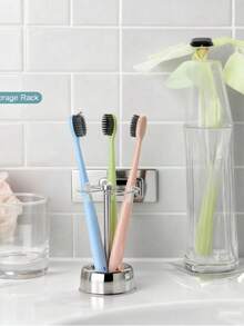 1 件不锈钢牙刷架牙膏架架子浴室收纳架独立式文具化妆刷收纳架返校