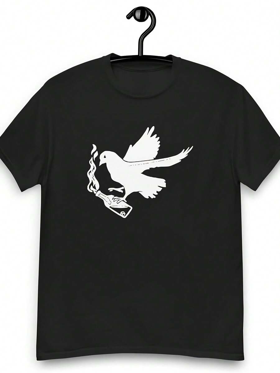 Uni T-Shirt – Raven With Molotov Design Streetwear Statet Gildan 5000 - Style19 - View 1