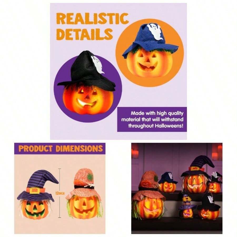 Paquete de 6 Accesorios Decorativos de Espuma de Calabaza para Halloween - amarillo - Ver 1