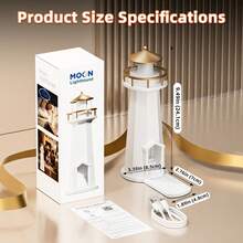 EIGIIS 1 pieza Lámpara de luna con altavoces inalámbricos y carga rápida inalámbrica, proyector de luz nocturna, lámpara decorativa de faro, lámpara de mesa LED estética, luz de luna recargable proyector de galaxia para dormitorio, luz nocturna, regalos de Navidad y cumpleaños