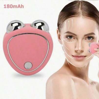 1 Masajeador Facial Recargable, Mini Rodillo de Masaje Microcorriente para Lifting Facial, Reducción de Arrugas, Adelgazamiento, Limpieza, Rejuvenecimiento y Reafirmación, Aparato de Belleza para Cara y Cuello, Masajeador Facial con 3 Niveles de Intensidad, Fácil de Llevar, Ideal para Viajar y Usar en Casa, Rosa