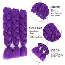 1顶紫色编织假发，合成预拉伸紫色编织假发，适合编发、角色扮演、服装、节日、圣诞节、新年、动漫角色扮演、派对装扮，由于梳理工艺，一些划痕和裂纹属于正常现象，无法避免。 - 彩色 - 查看 9