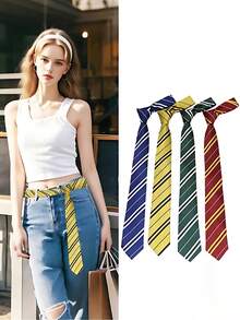 1 件女士时尚街头风格条纹休闲腰带（6 厘米），英国学院风条纹针织领带，派对服装配饰，衬衫装饰，创意空间桌面装饰，生日惊喜，圣诞节，万圣节礼物，适合送给家人和朋友