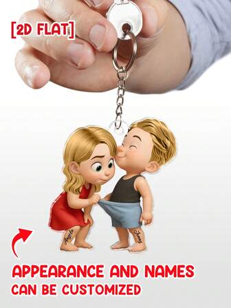 Catygift Portachiavi in acrilico personalizzato per coppia, regalo personalizzato per coppia, regalo per anniversario o matrimonio, regalo per coppia