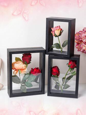 1pc Multi-Size Double-Sided Transparent Photo Frame, Creative Wall Display For Photos, Flowers Or Christmas Decorations - Ideal Wedding/Valentine's Day Gift (Flowers Not Included)