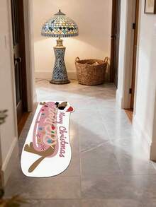 1pc Christmas Dog Asymmetrical Decorative Carpet, Christmas Snowflake Bedroom Decor, Small Rug, Carpet, Home Decor, Living Room Carpet, Small Living Room Rug, Bedroom Carpet, Living Room Home Decor, Outdoor Rug, Washable Plush Carpet, Thick Carpet, Fluffy Carpet, Autumn/Winter Carpet - Multicolor - View 3