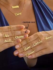 1pc Custom English Name Minimalist Elegant Stainless Steel Necklace Family Dress Holiday Gift Birthday Jewelry Gold Stylish, Fall Fashion, Vintage, Unisex, Simple, Casual, Hipster, Goth, Punk Custom, Personalized, Unique Grandparents For Anniversaries, For Valentine's Day, For Mother's Day, For Graduation, For Father's Day, For Weddings, For Daily Wear, For Party, For Prom, High School Senior High School Students, College Students, University Students, Freshman, Sophomore, Underclassmen,Delicate Romance,Silver Stylish