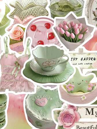 50 piezas Juego de pegatinas de colores pastel para cuadernos, diarios y fundas de teléfonos móviles