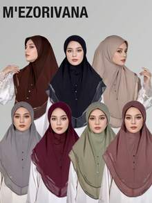 1pc Solid Color Muslim Headscarf, Sequin Patchwork, Rhinestone Crafted Fashionable Elegant Noble, Stylish One-Piece Hijab, Multi-Color Options, Suitable For Casual Daily Wear