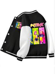 Children's Baseball Jacket, Loose Outerwear, Casual Everyday Wear For Boys And Girls