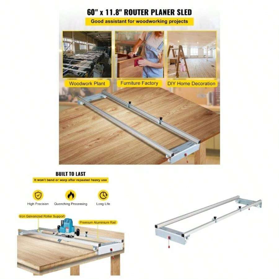 Router Sled, 60 Inches/ 152.4cm Width, Slab Guide Jig Woodworking With Locking Function, Portable And Easy To Adjust, Trimming Planing Wood Flattening, Home - Default - View 1