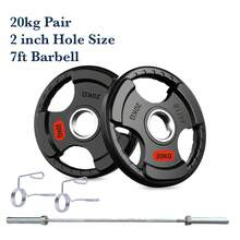 Shark Power Gear Tri Grip Weight Plates (Pair & Sets) – Compatible With 2 Inch Barbell (4ft / 5ft / 6ft / 7ft) – Full Home Gym Strength Kit - A - Ver 18