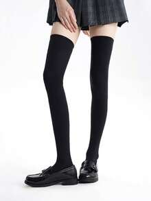 1双春秋黑白硅胶防滑加长过膝袜,女士显瘦JK袜40/50/70cm加长袜,天鹅绒大腿袜,可爱黑白猫爪防滑小腿过膝袜,百搭显瘦透气纯美学院风 - 彩色 - 查看 7