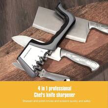 1 pieza Afilador de cuchillos 4 en 1, cuchillas de calidad premium pulidas, apto para cuchillos de cerámica y acero, tijeras, utensilios de cocina, esencial para apartamento, dormitorio, suministros de cocina para Navidad y Año Nuevo