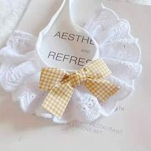 1pc Cute Cat Collar, Pet Scarf Bib, Dog Bandana, Pet Accessory, Princess Style Plaid Bow Tie Scarf - Yellow - View 7