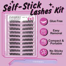 [Estilo caliente] Kit de pestañas individuales autoadhesivas con base de gelatina ANJOSIRMA, fácil aplicación de maquillaje con pinzas (120 grupos) - Pestañas Ojos de Gato - Ver 3