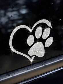 Sparkling Dog Paws Car Sticker, Creative Decal For Car Rear, Suitable For Laptops, Luggage, Phone Cases And Other Surfaces To Enhance The Premium Ambiance Of Vehicles - Silver - View 4