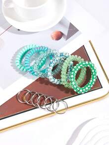 1pc/7pcs Small And Convenient Bright Surface Colorful Spring Wrist Coil Keychain, Coil Bracelets Keychain, Coil Keychain, Stretchable Spiral Bracelet Wrist Coil Key Chains School Car Accessories Cute Goth Y2k Bag Accessories Lanyards With Id Holder Car Accessories Bag Charms Car Teacher Friend Sister Gift Ideas - Multicolor - View 26