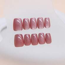 24pcs Metallic Rose Gold Press On Nails, Short Oval Glossy Fake Nails, Mirror Chrome Effect Full Cover Artificial Finger Nails For Women & Girls - MY063 - Xem 5