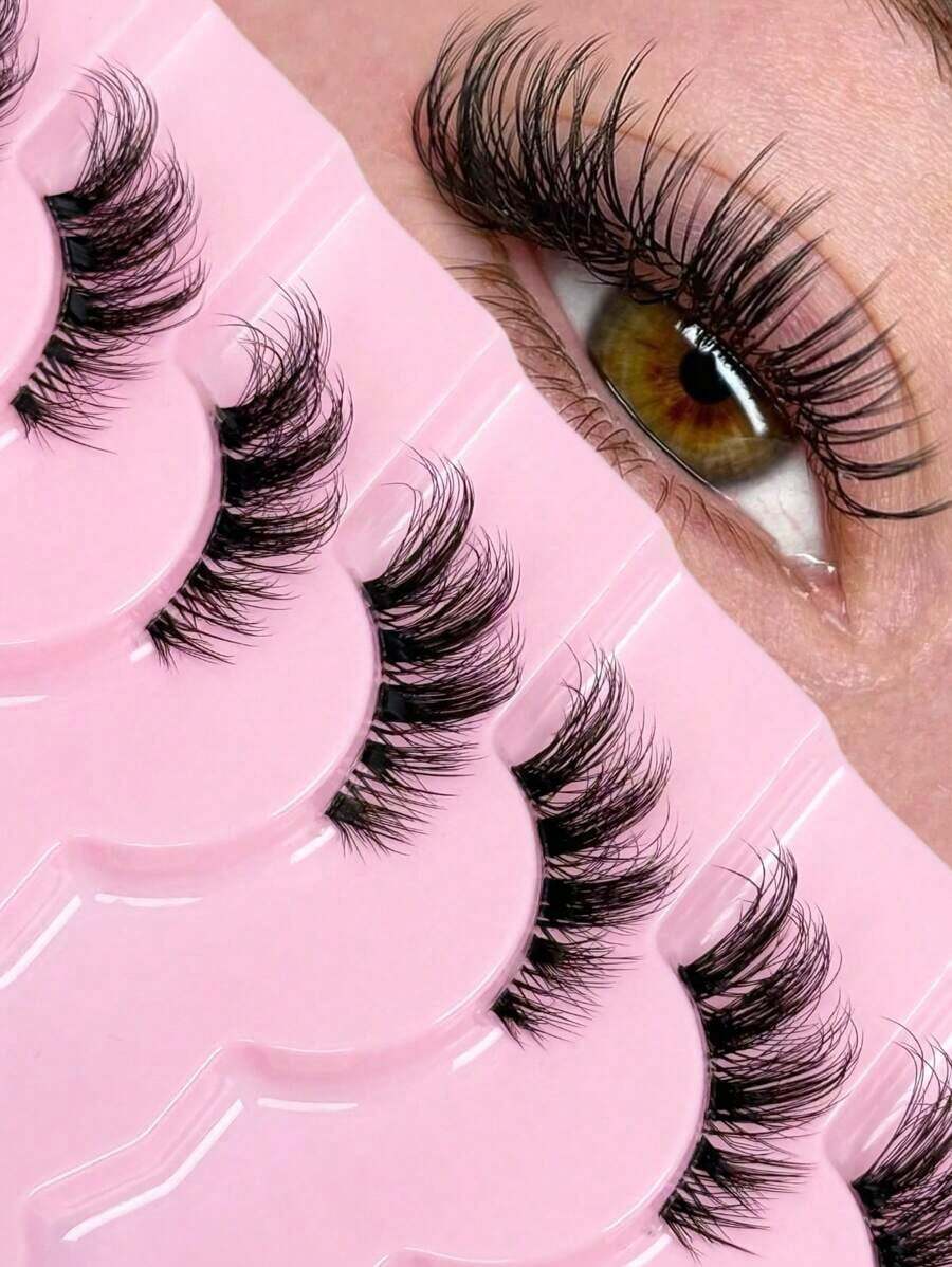 9 Pairs Half Lashes Natural Look Cat Eye False Eyelashes Manga Eyelashes Natural Clear Band Lashes Short Soft 3d Faux Mink Eyelashes Wispy Fluffy Faux Mink Lashes Eyelash Extension Tool - Lông mi mắt mèo 2 - Xem 1